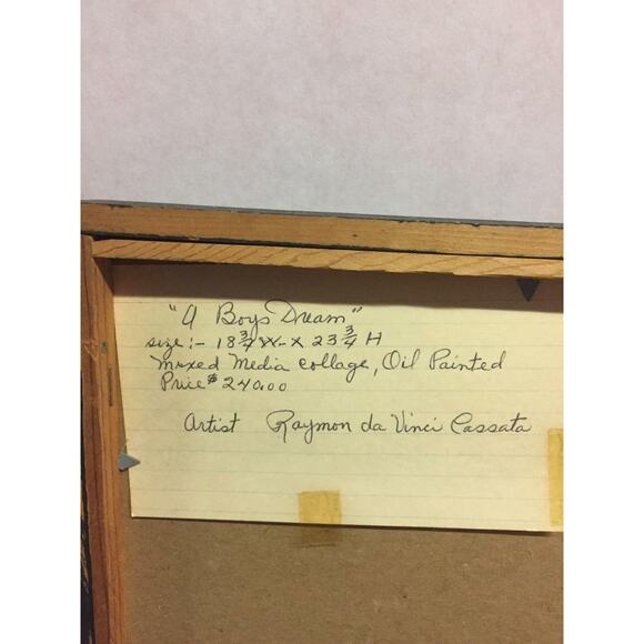 Signed Collage Oil on Canvas 'A Boy's Dream' by artist RAMONA CASSATA - Picture 3 of 4